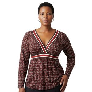 MSSP Max Studio Specialty Products NWT Brown V-Neck Long Sleeve Tunic Plus 3X